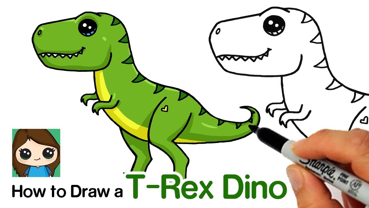 HOW TO DRAW A CUTE T-REX DINOSAUR 